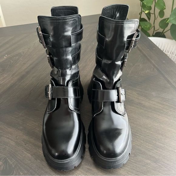 STEVE MADDEN Okara Buckle Cutout Platform Boot in Black Leather Size 7 NWOT - Picture 10 of 15